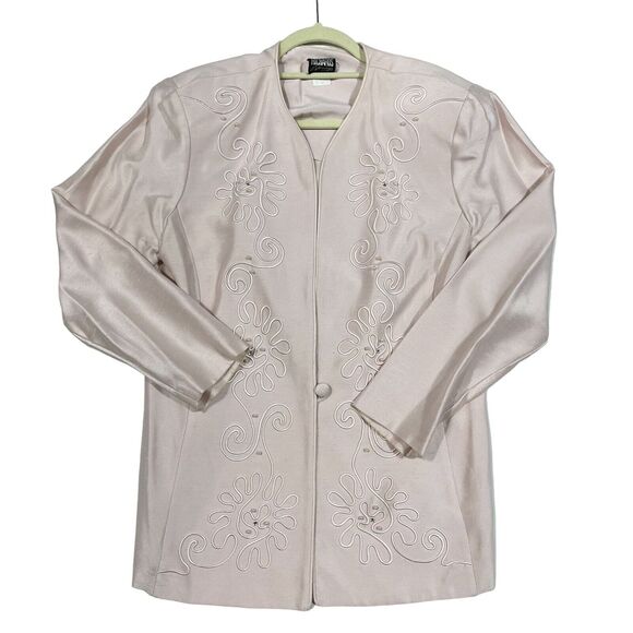 R&M Richards Evening Jacket Women 14 Pink Sparkle Artwear Grandmacore 90s - Picture 1 of 14
